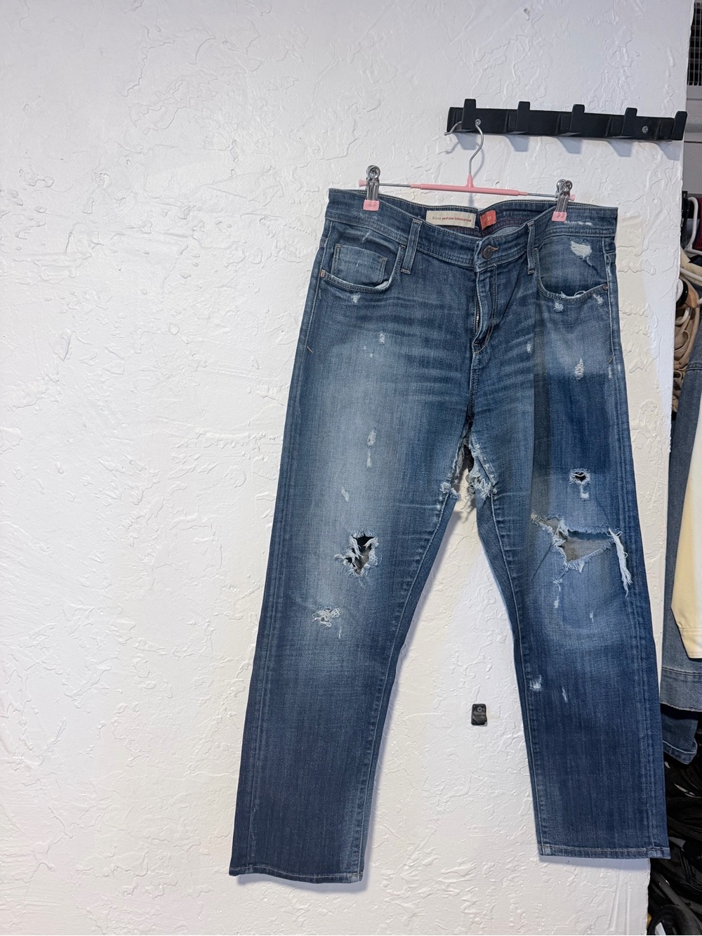 Pilcro Distressed Dark Blue Relaxed Jeans